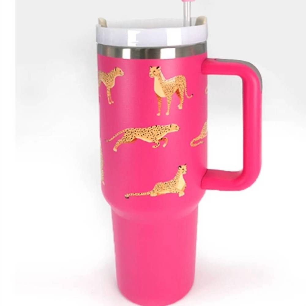 NEW WALL TO WALL cheetah print 40 oz stainless steel insulated tumbler in hot pi